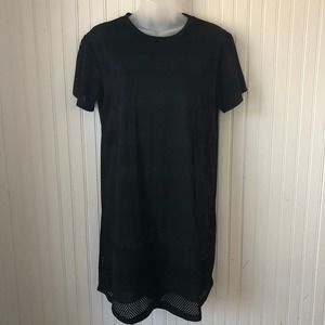 CALVIN KLEIN Black Mesh T Shirt Dress Swimsuit Cover Up. NWT.